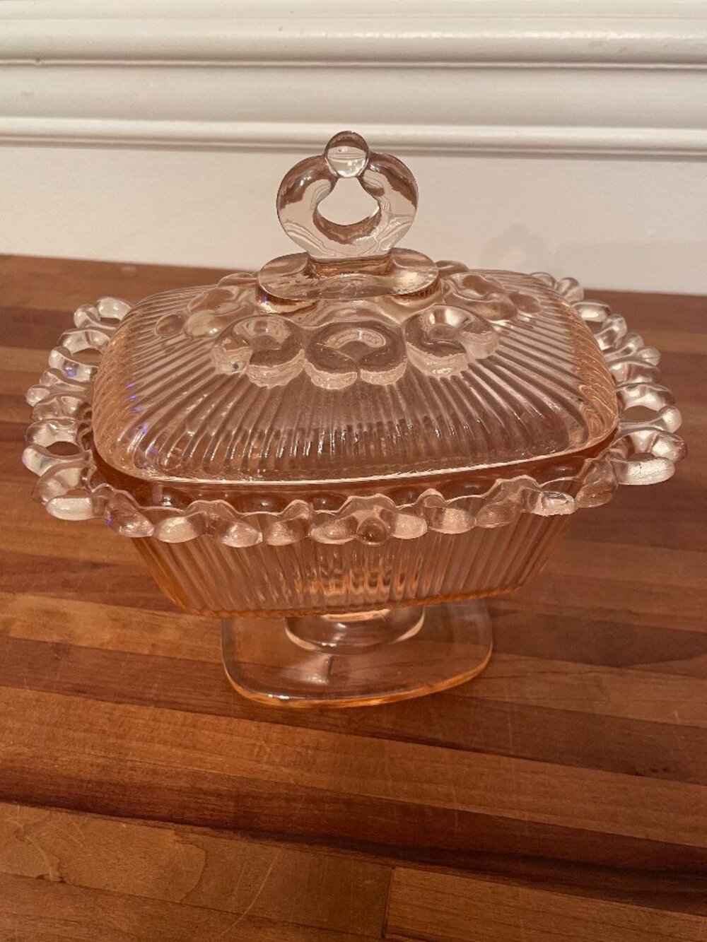 Vintage  Pink Indiana Glass Footed Candy Dish - Picture 2 of 4